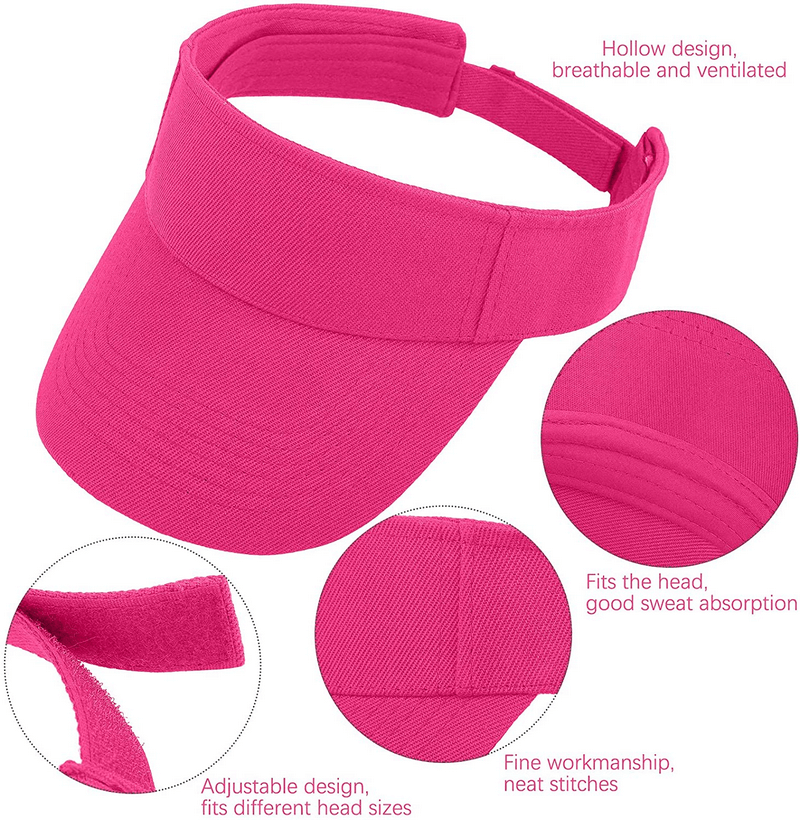 Pink breathable tennis golf visor cap with UV protection, adjustable design, and sweat-absorbing features for outdoor sports.